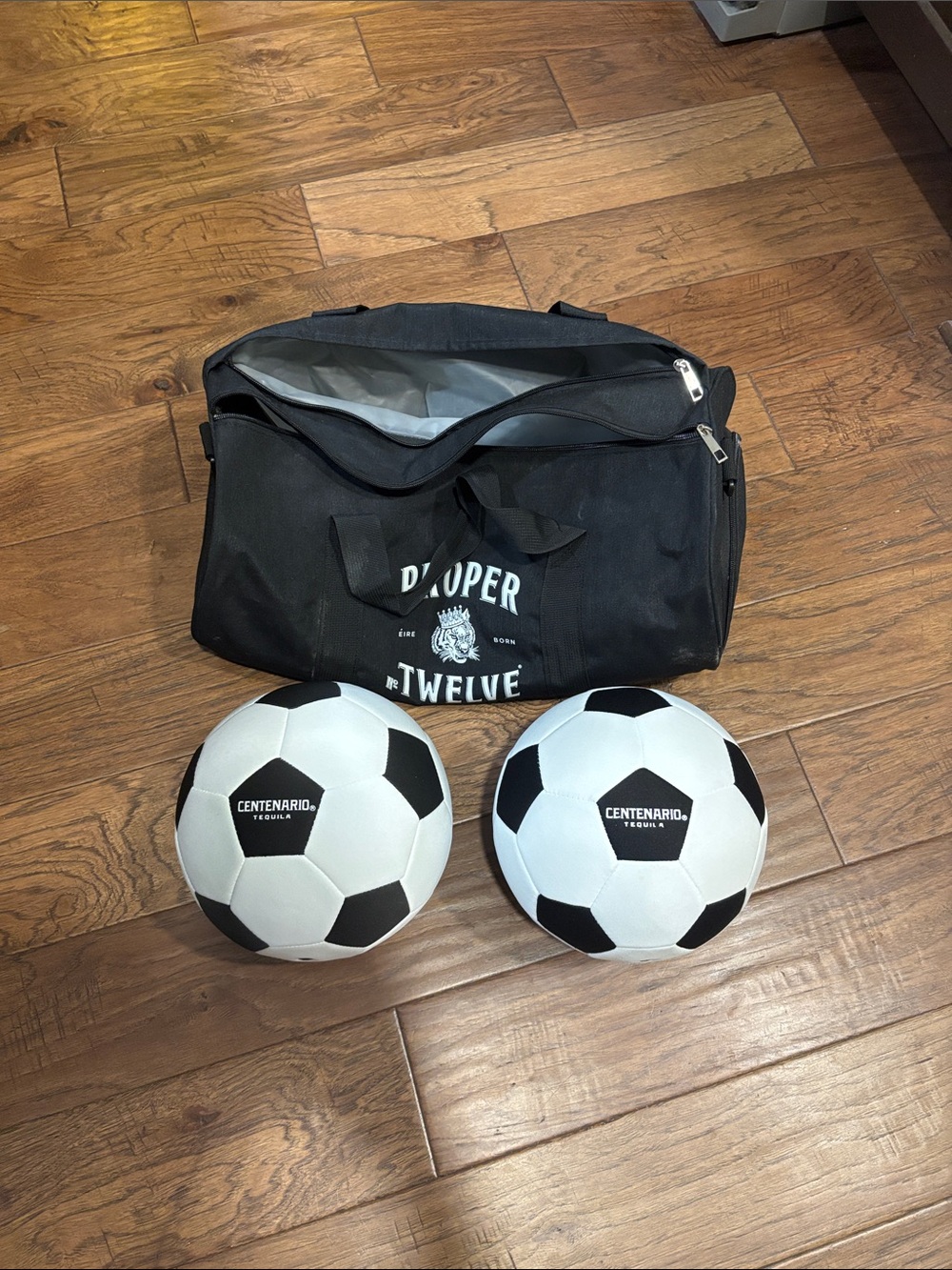 Centenario Tequila Black & White Soccer Ball Duo with Black Carry Bag